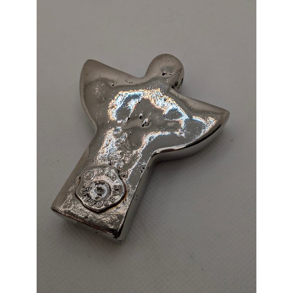 JAN BARBOGLIO SILVER ANGEL COLLECTIBLE IRON PAPERWEIGHT 3.5"